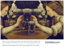 Mirror Painting of Annciation by Leonardo Da Vinci - Mysterious Man Wearing Black Coat and Ha